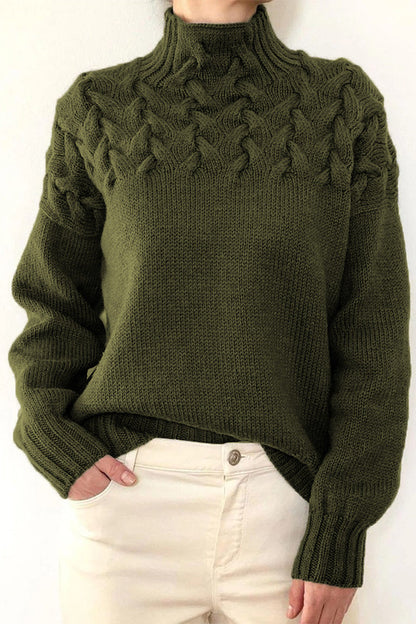 Elarova | Lässiger Einfarbiger Strickpullover mit Rollkragen 11 Farben