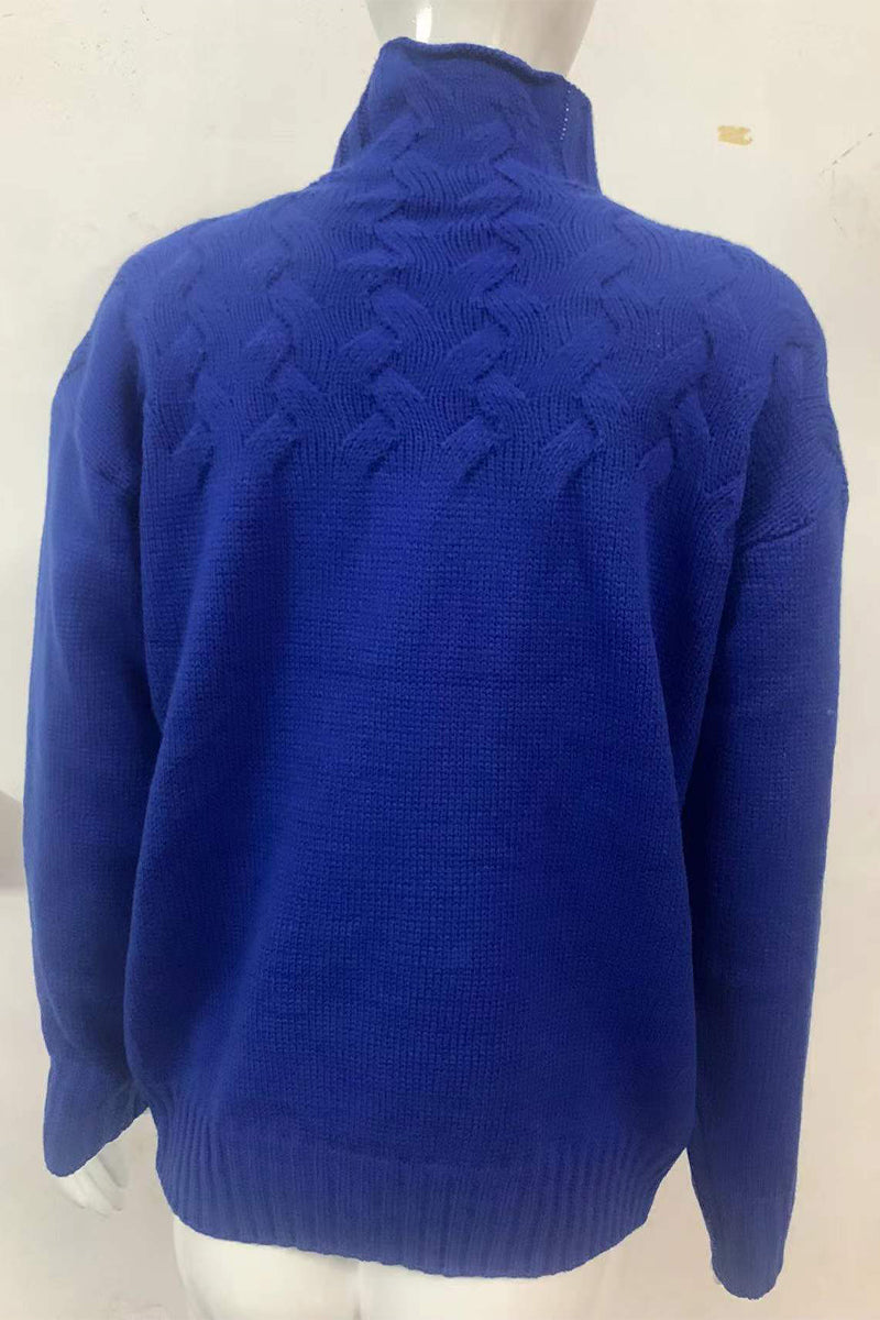 Elarova | Lässiger Einfarbiger Strickpullover mit Rollkragen 11 Farben