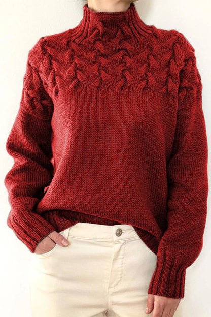 Elarova | Lässiger Einfarbiger Strickpullover mit Rollkragen 11 Farben
