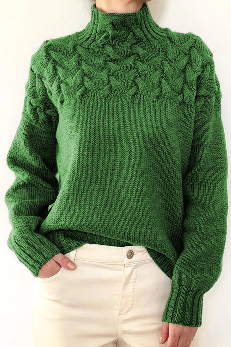 Elarova | Lässiger Einfarbiger Strickpullover mit Rollkragen 11 Farben