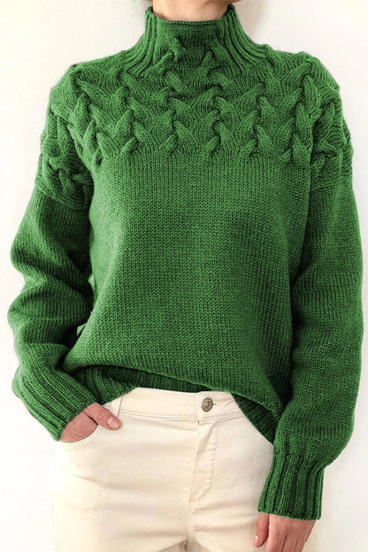 Elarova | Lässiger Einfarbiger Strickpullover mit Rollkragen 11 Farben