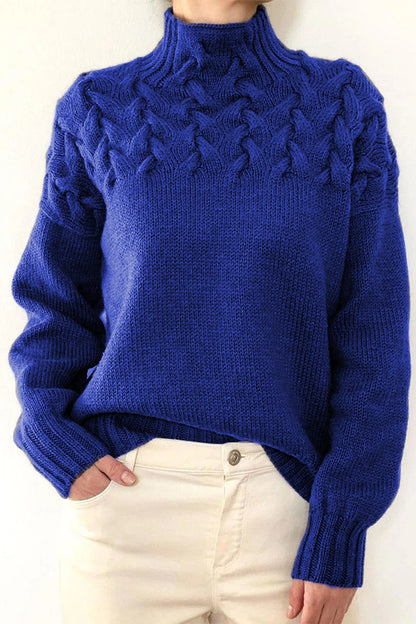 Elarova | Lässiger Einfarbiger Strickpullover mit Rollkragen 11 Farben