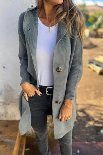 Elarova | Lässiger Herbst Strickcardigan mit Kapuze für Frauen