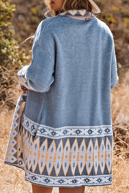 Elarova | Lässiger Street Colorblock Pocket Weben Kontrast Cardigan Kragen Oberbekleidung