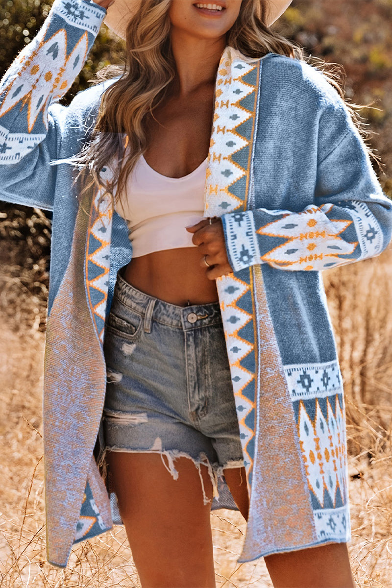 Elarova | Lässiger Street Colorblock Pocket Weben Kontrast Cardigan Kragen Oberbekleidung