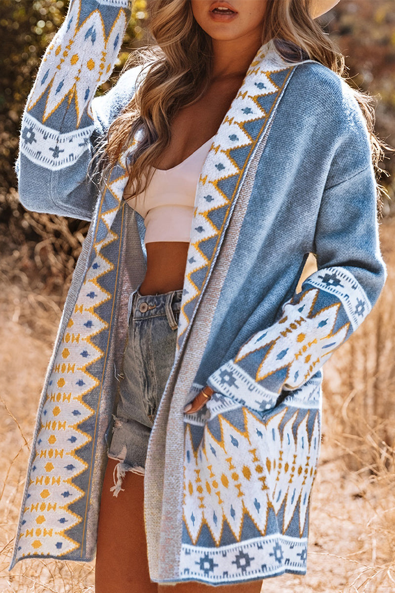 Elarova | Lässiger Street Colorblock Pocket Weben Kontrast Cardigan Kragen Oberbekleidung