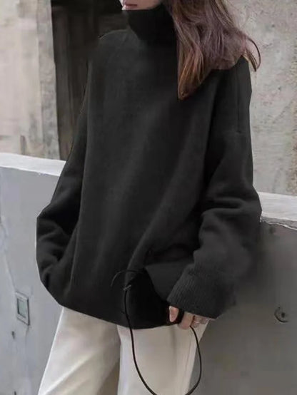 Elarova | Lässiger Strickjacke Rollkragenpullover für Damen