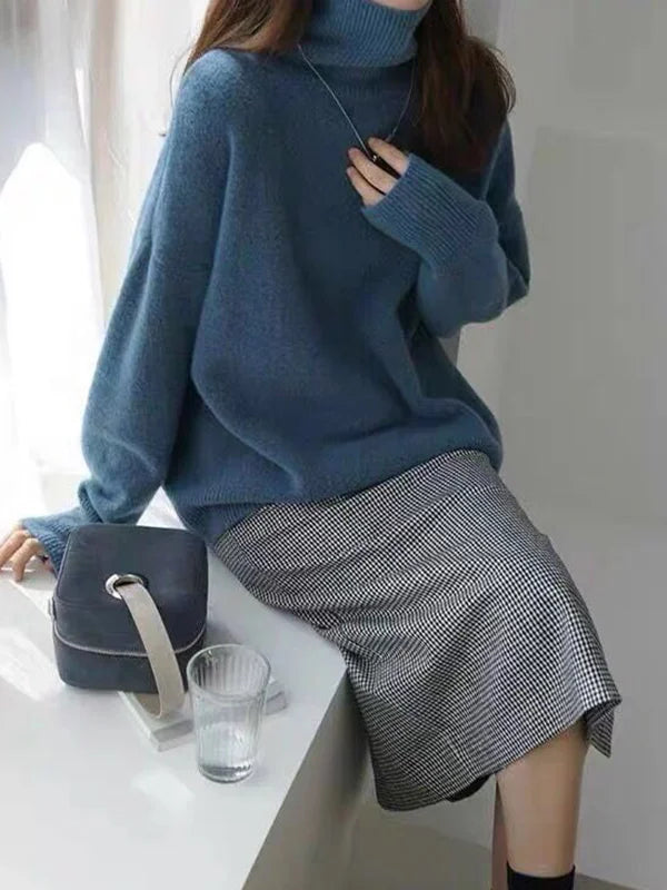 Elarova | Lässiger Strickjacke Rollkragenpullover für Damen