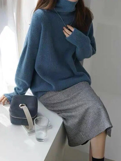 Elarova | Lässiger Strickjacke Rollkragenpullover für Damen