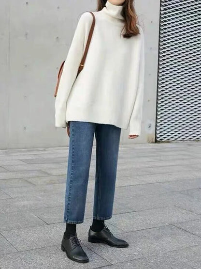 Elarova | Lässiger Strickjacke Rollkragenpullover für Damen
