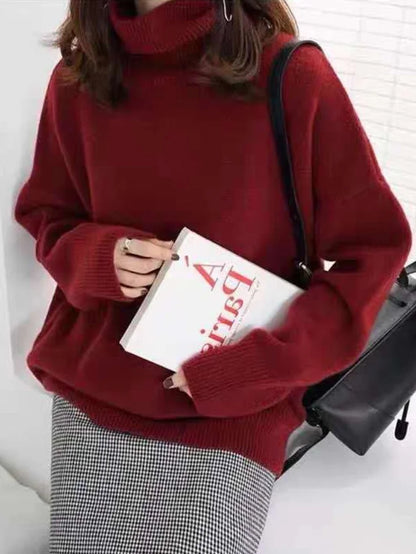 Elarova | Lässiger Strickjacke Rollkragenpullover für Damen