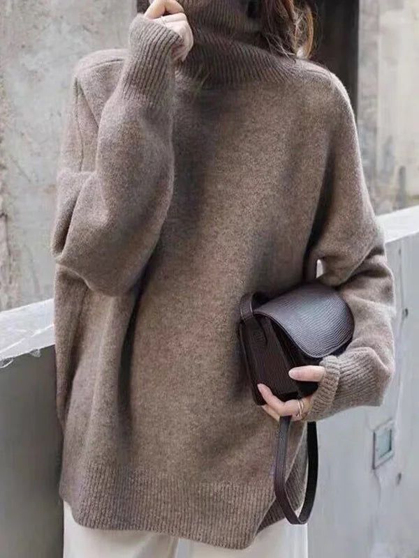 Elarova | Lässiger Strickjacke Rollkragenpullover für Damen