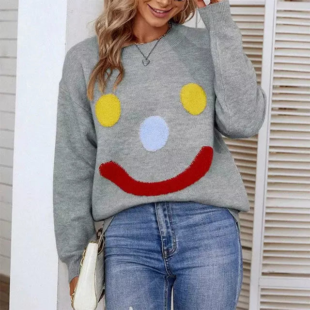 Elarova | Lässiger Strickpullover Mit Smiley
