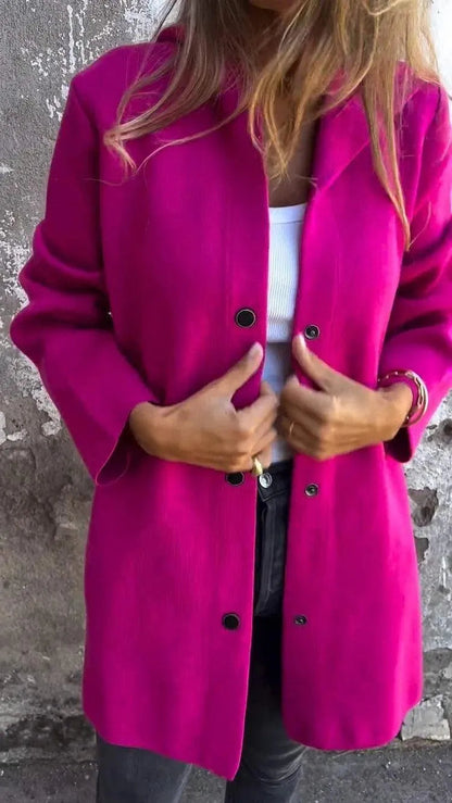 Elarova | Lässiger einreihiger Cardigan mit Kapuze
