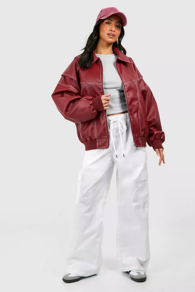 Elarova | Lederbomberjacke Im Vintage-Stil