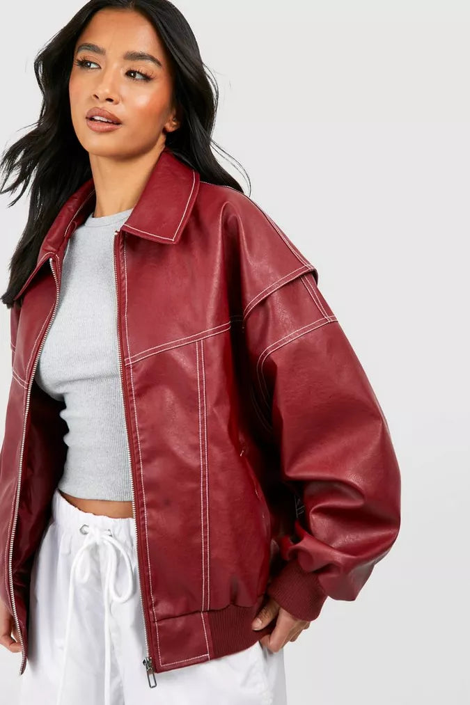 Elarova | Lederbomberjacke Im Vintage-Stil