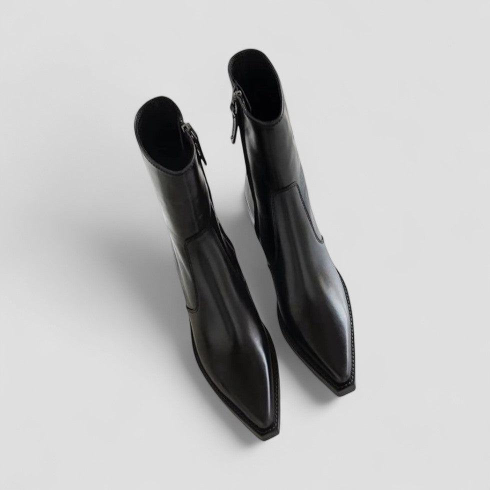 Elarova | Lederstiefeletten für Damen mit Blockabsatz, bequem