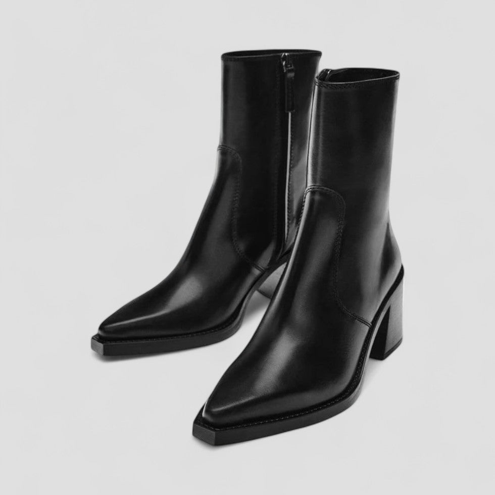 Elarova | Lederstiefeletten für Damen mit Blockabsatz, bequem