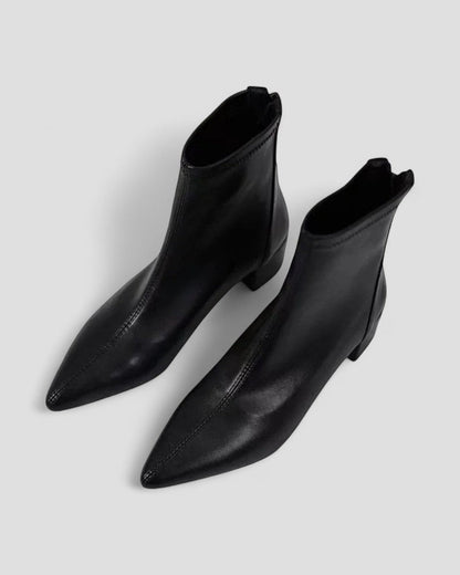 Elarova | Lederstiefeletten mit Reißverschluss hinten und Blockabsatz