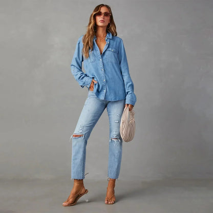 Elarova | Leichte Denim Hemden