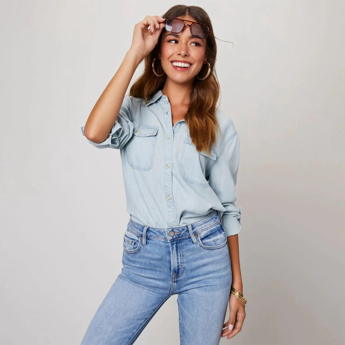 Elarova | Leichte Denim Hemden