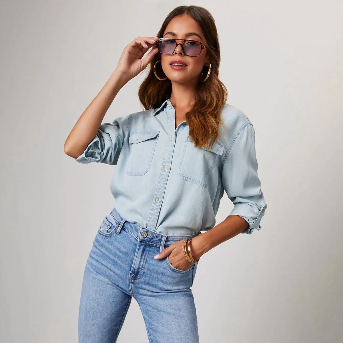 Elarova | Leichte Denim Hemden