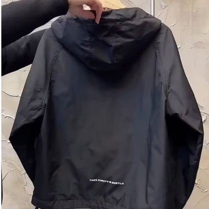 Elarova | Leichter Kapuzen Windbreaker mit halbem Reißverschluss und Tasche