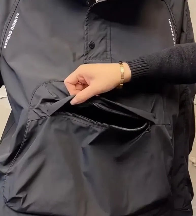 Elarova | Leichter Kapuzen Windbreaker mit halbem Reißverschluss und Tasche