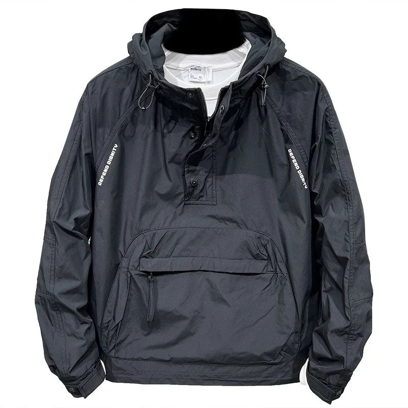 Elarova | Leichter Kapuzen Windbreaker mit halbem Reißverschluss und Tasche