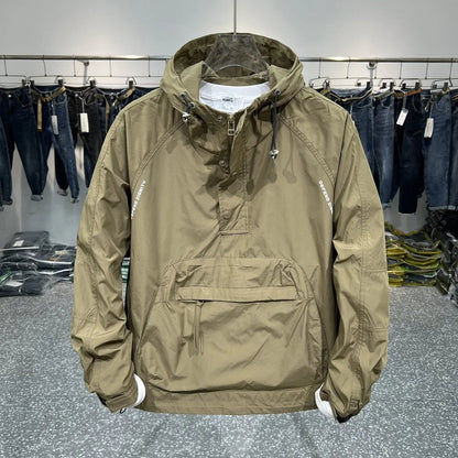 Elarova | Leichter Kapuzen Windbreaker mit halbem Reißverschluss und Tasche