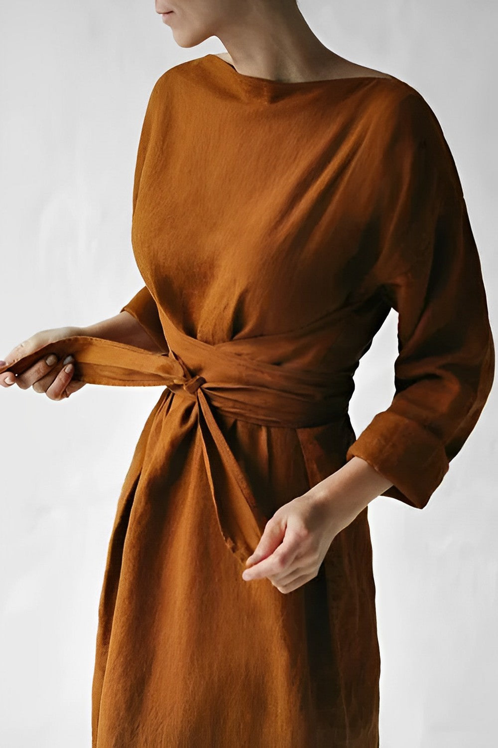 Elarova | Leinen Wickel Maxikleid