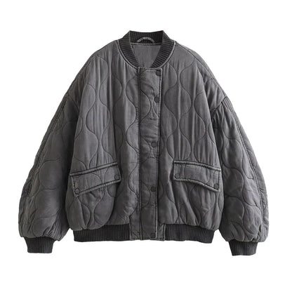Elarova | Lockere Graue Bomberjacke Für Damen