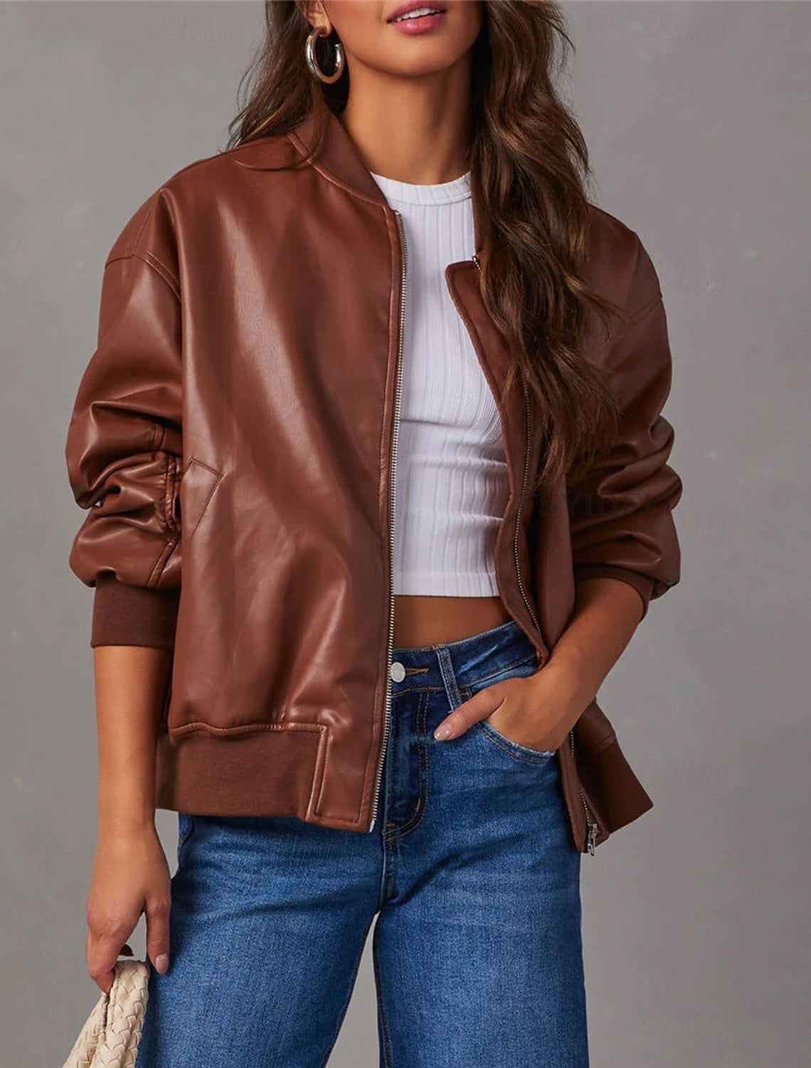 Elarova | Lockere Lederjacke für Damen