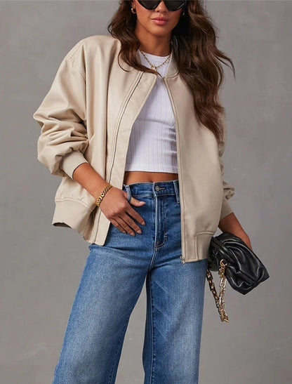 Elarova | Lockere Lederjacke für Damen