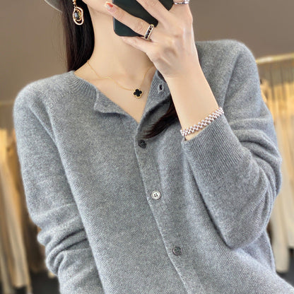 Elarova | Lockerer Damen Cashmere Strickjacke Mit Rundhalsausschnitt Aus Hochwertiger Veganer Wolle