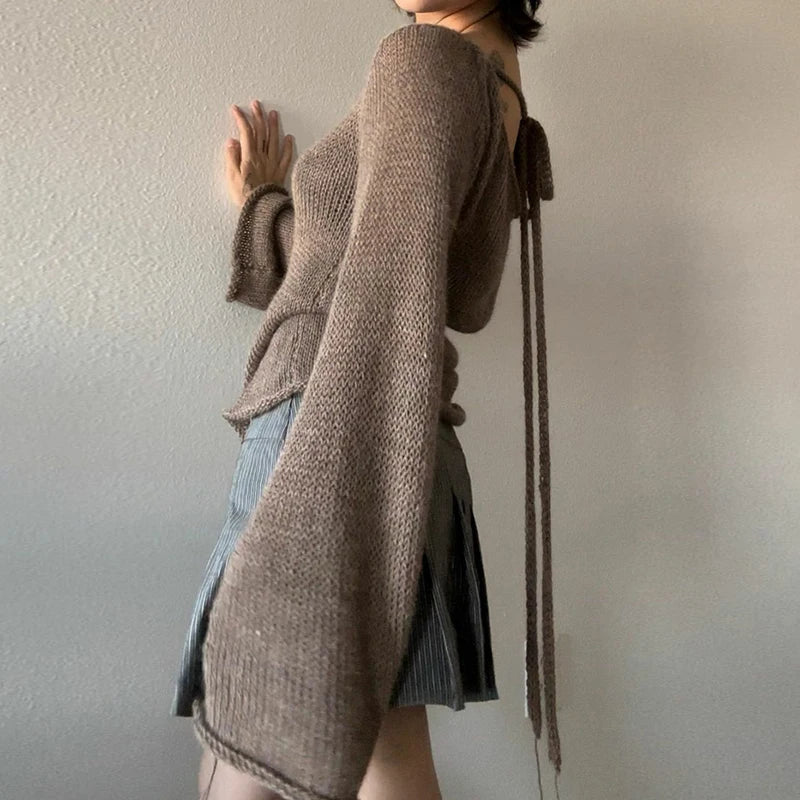Elarova | Lockerer Strickpullover mit Glockenärmeln