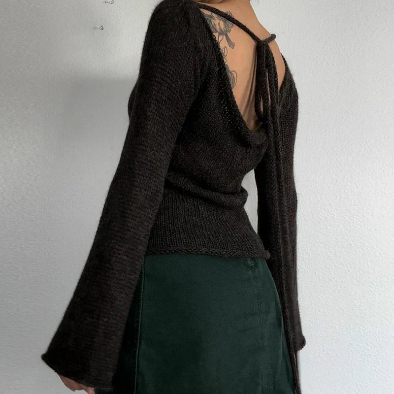 Elarova | Lockerer Strickpullover mit Glockenärmeln