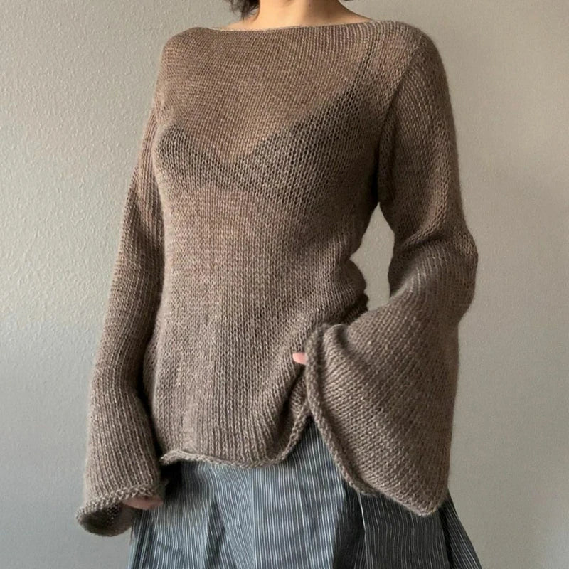 Elarova | Lockerer Strickpullover mit Glockenärmeln