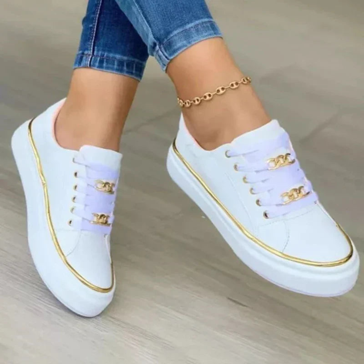 Elarova | Low Top Sneakers Mit Kettendetail Freizeit Für Damen
