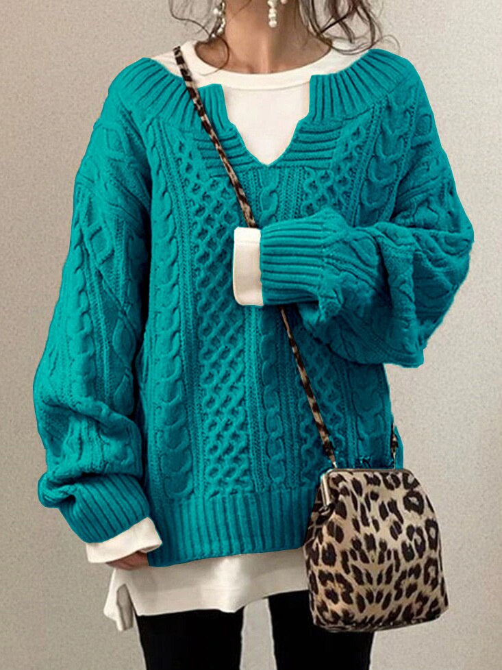 Elarova | Luxe Sweater | Bequemer warmer OversizedZopfpullover aus weichem Material