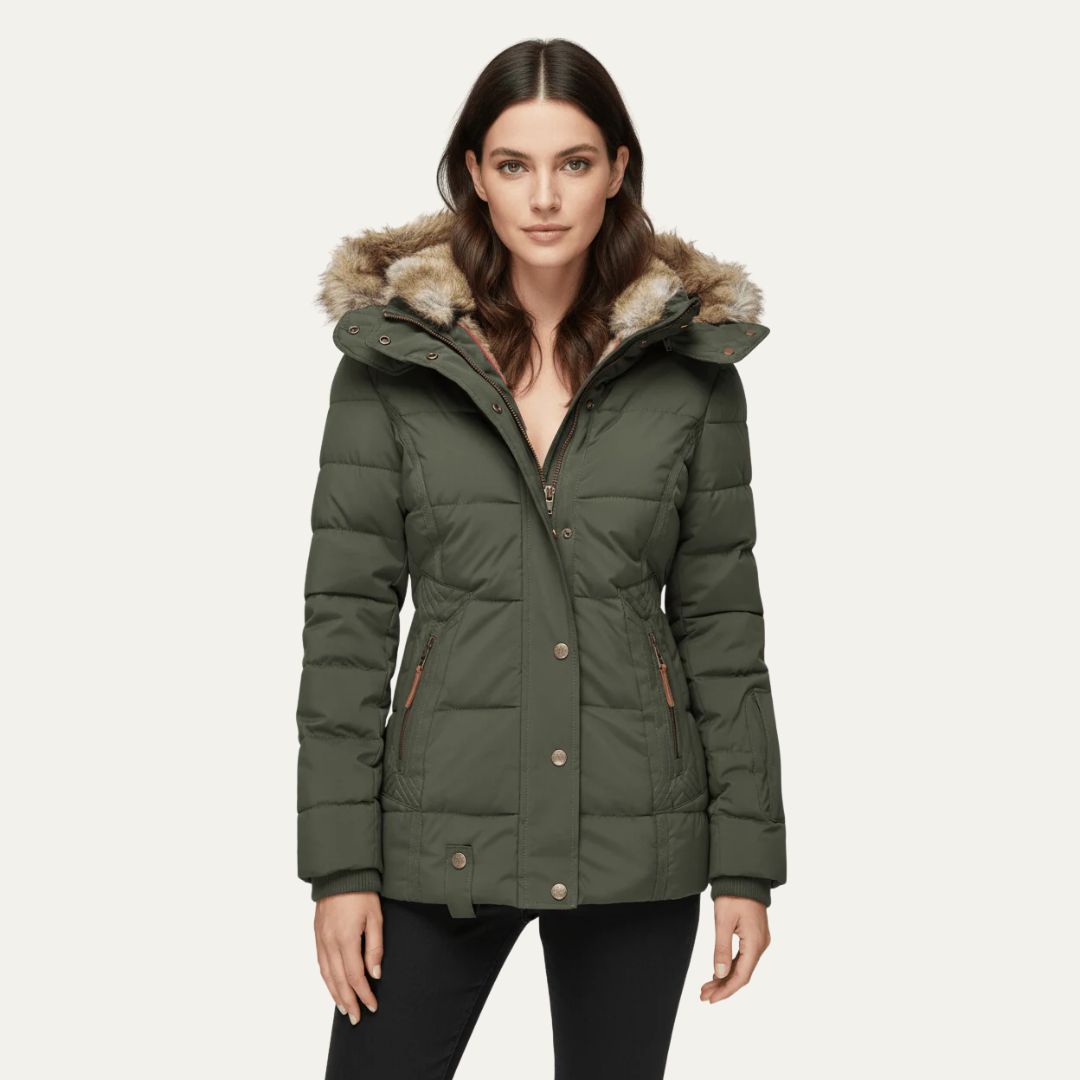 Elarova | Luxuriöse DamenSteppjacke aus Kunstpelz