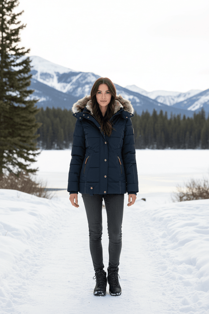 Elarova | Luxuriöse DamenSteppjacke aus Kunstpelz