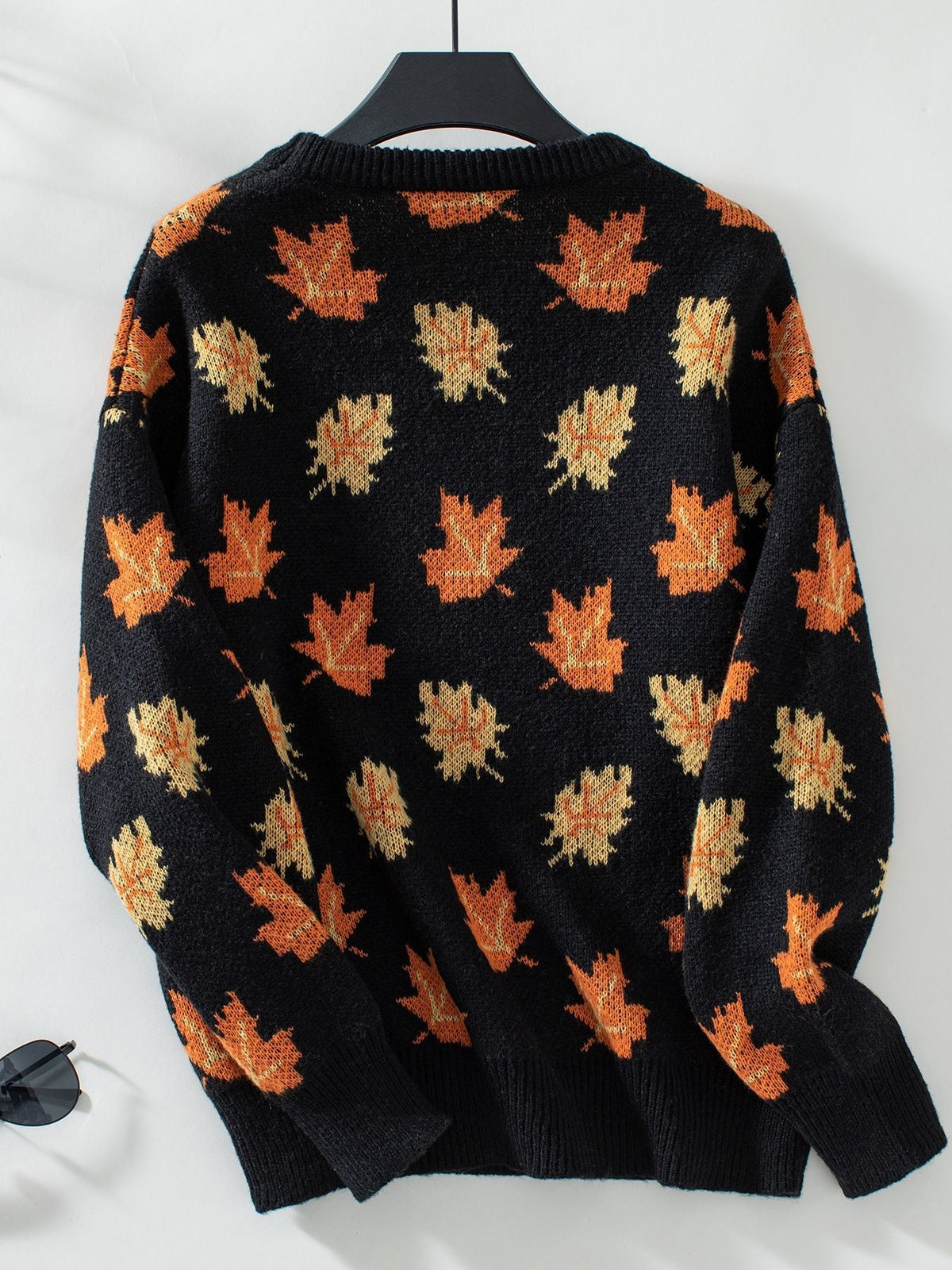 Elarova | Maple Leaf Jacquard Freizeit Pullover Sweater