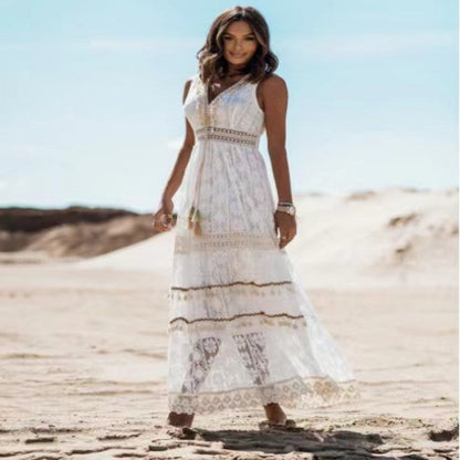 Elarova Maxikleid mit Spitze und Cut-out