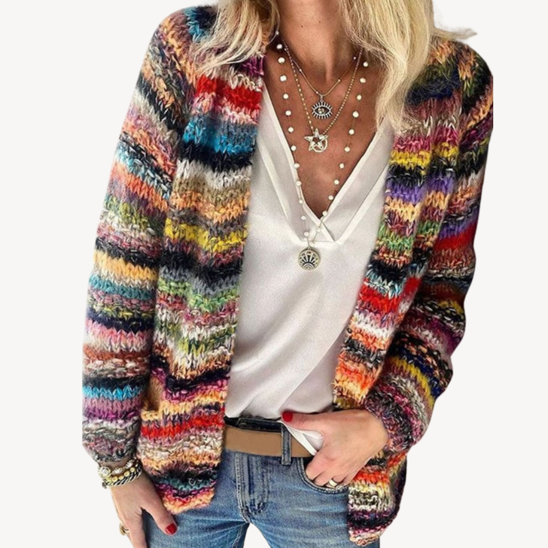 Elarova | Mehrfarbige Strickjacke für Damen