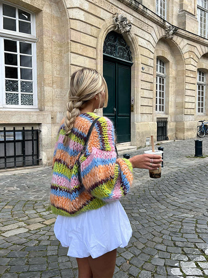 Elarova | Mehrfarbiger Cardigan Für Frauen