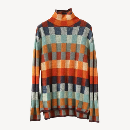 Elarova | Mehrfarbiger karierter Strickpullover für Damen