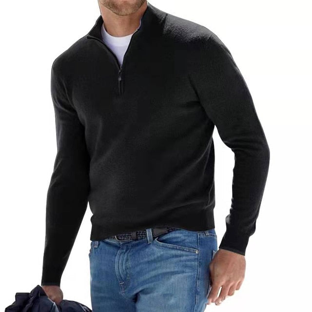 Elarova | Merino VAusschnitt Pullover mit Reißverschluss