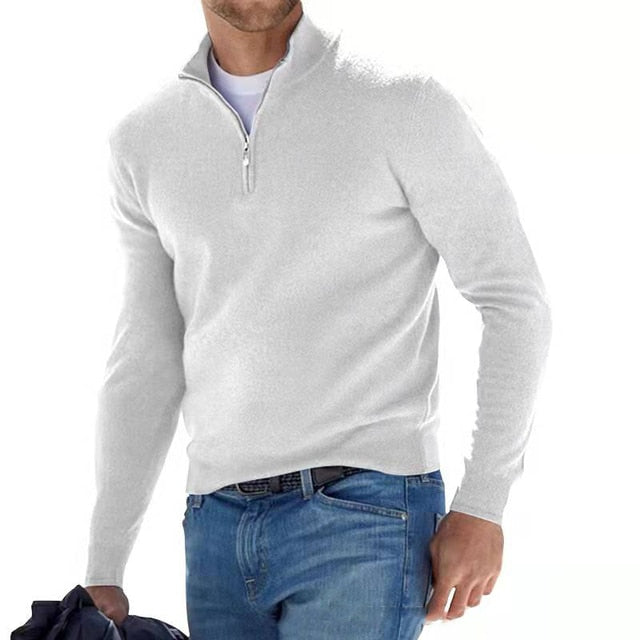 Elarova | Merino VAusschnitt Pullover mit Reißverschluss
