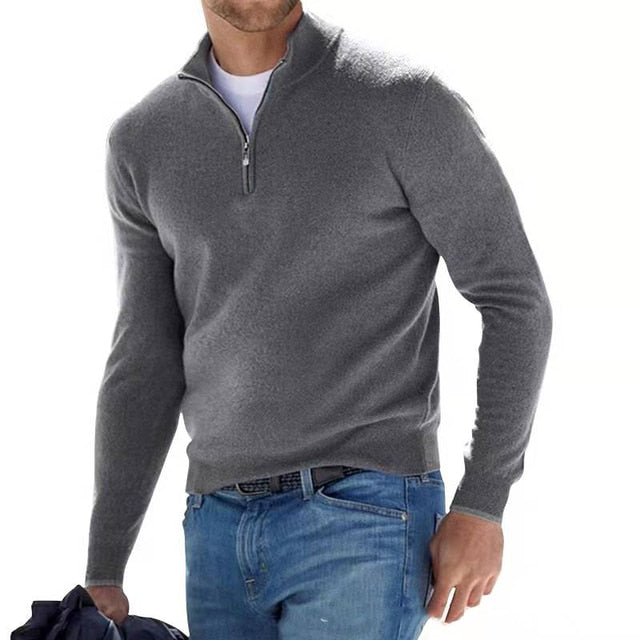 Elarova | Merino VAusschnitt Pullover mit Reißverschluss